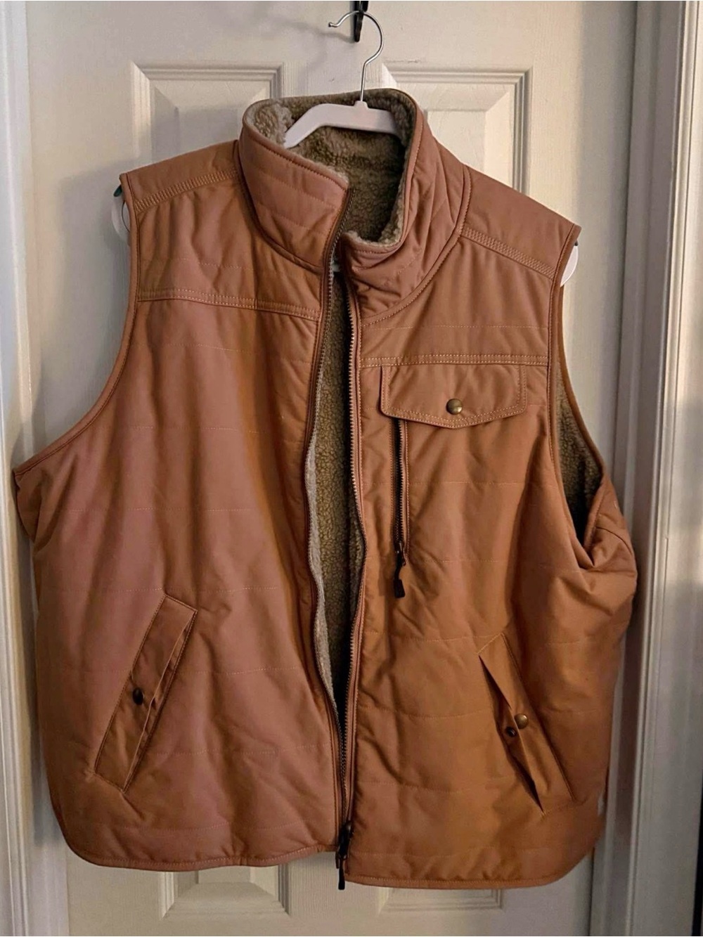 Carhartt Vintage Women’s duck sherpa-lined mock-neck vest Dusty Rose Sz XXL EUC